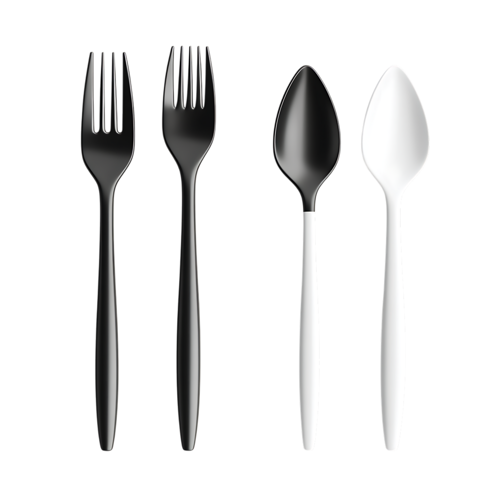 PNG Monochromatic Cutlery Set Elegant Black and White Spoon Against Transparent Background