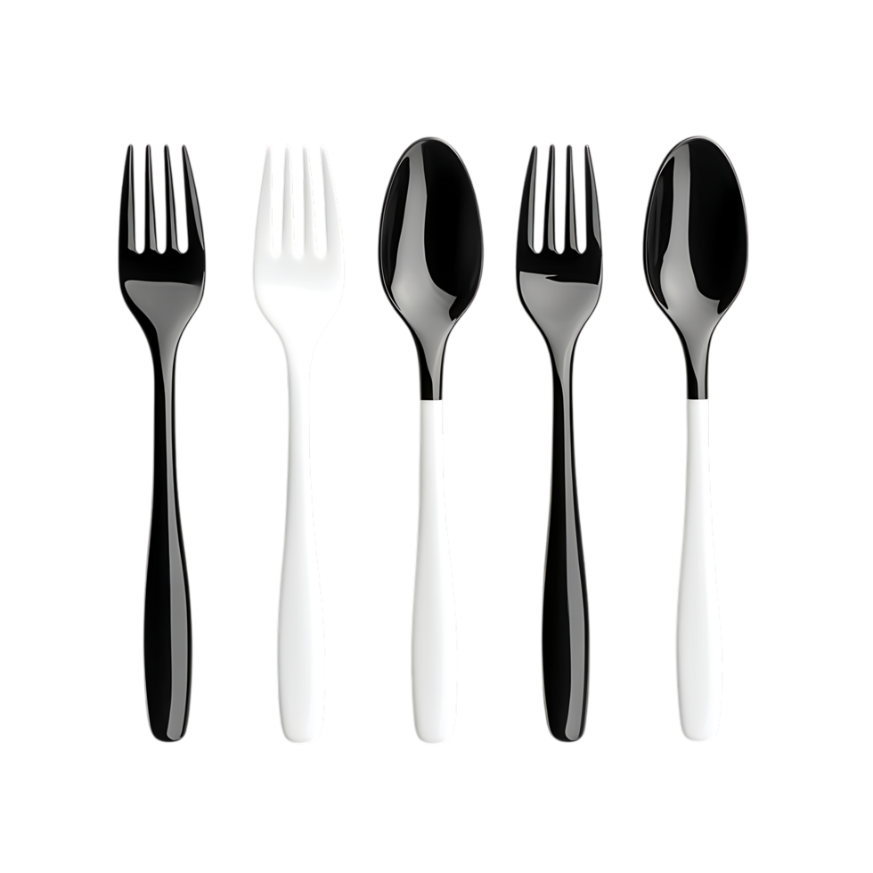 PNG Monochromatic Cutlery Set Elegant Black and White Spoon Against Transparent Background