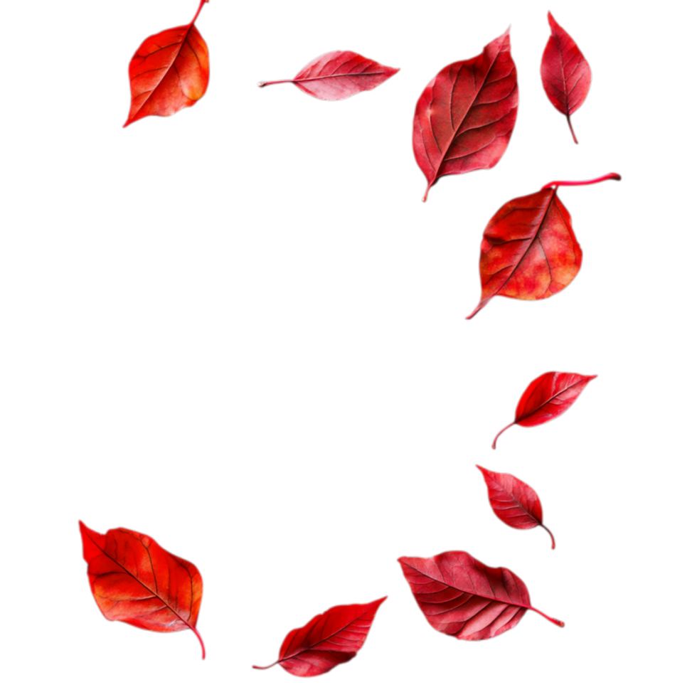 PNG White Paper with Red Leaves and a Red Leaf on It Against Transparent Background for Elegant Design Projects