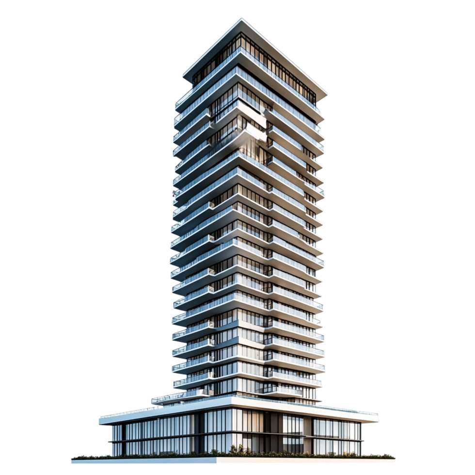 Skyscraper Residential Rendering Against transparent Background png
