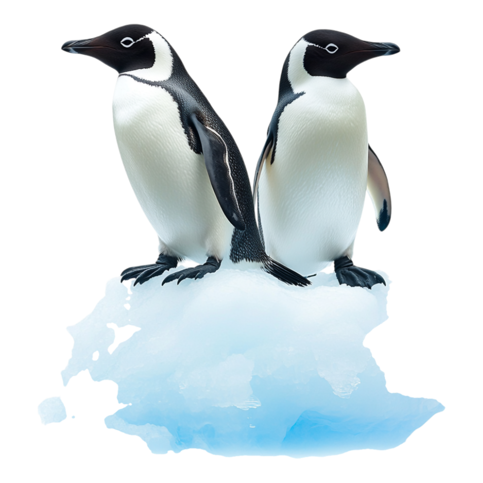 Penguins on an Iceberg Isolated Against Transparent Background png
