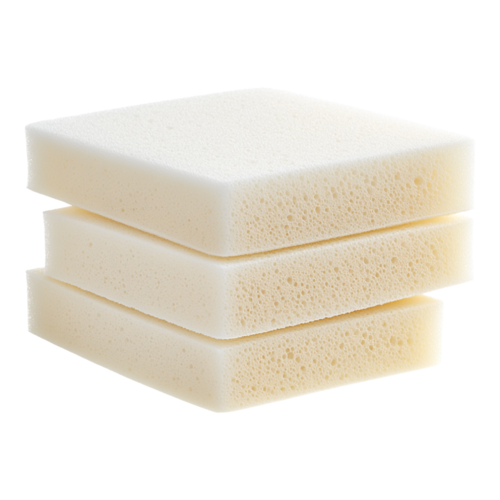 White kitchen sponge set isolated against transparent background png