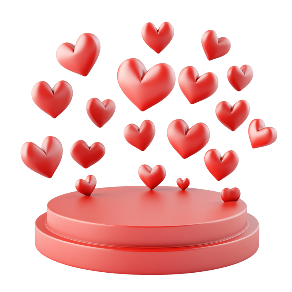 Podium with Hearts Surrounding Against Transparent Background for Displaying Romantic Gifts, Valentine's Day Themes, or Elegant Decor png