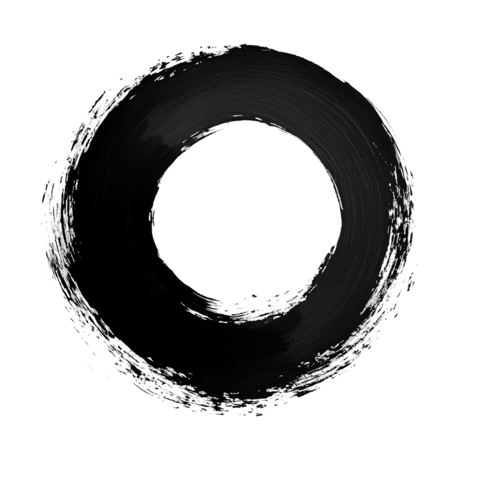 PNG Abstract Black Ink Brush Stroke Circular Design Element Against Transparent Background for Artistic Designs, Creative Logos, or Minimalist Themes