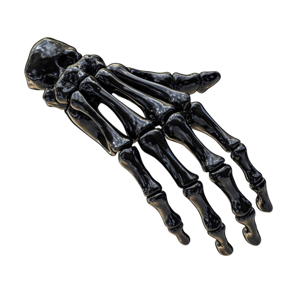 Skeleton Hand for Halloween - Vector Linear Black 3D Rendering png
