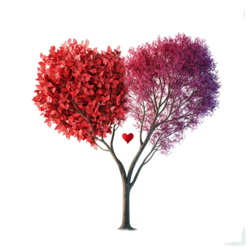 PNG Poster for a Valentine's Day with a Tree and a Heart Against Transparent Background for Romantic Design Projects