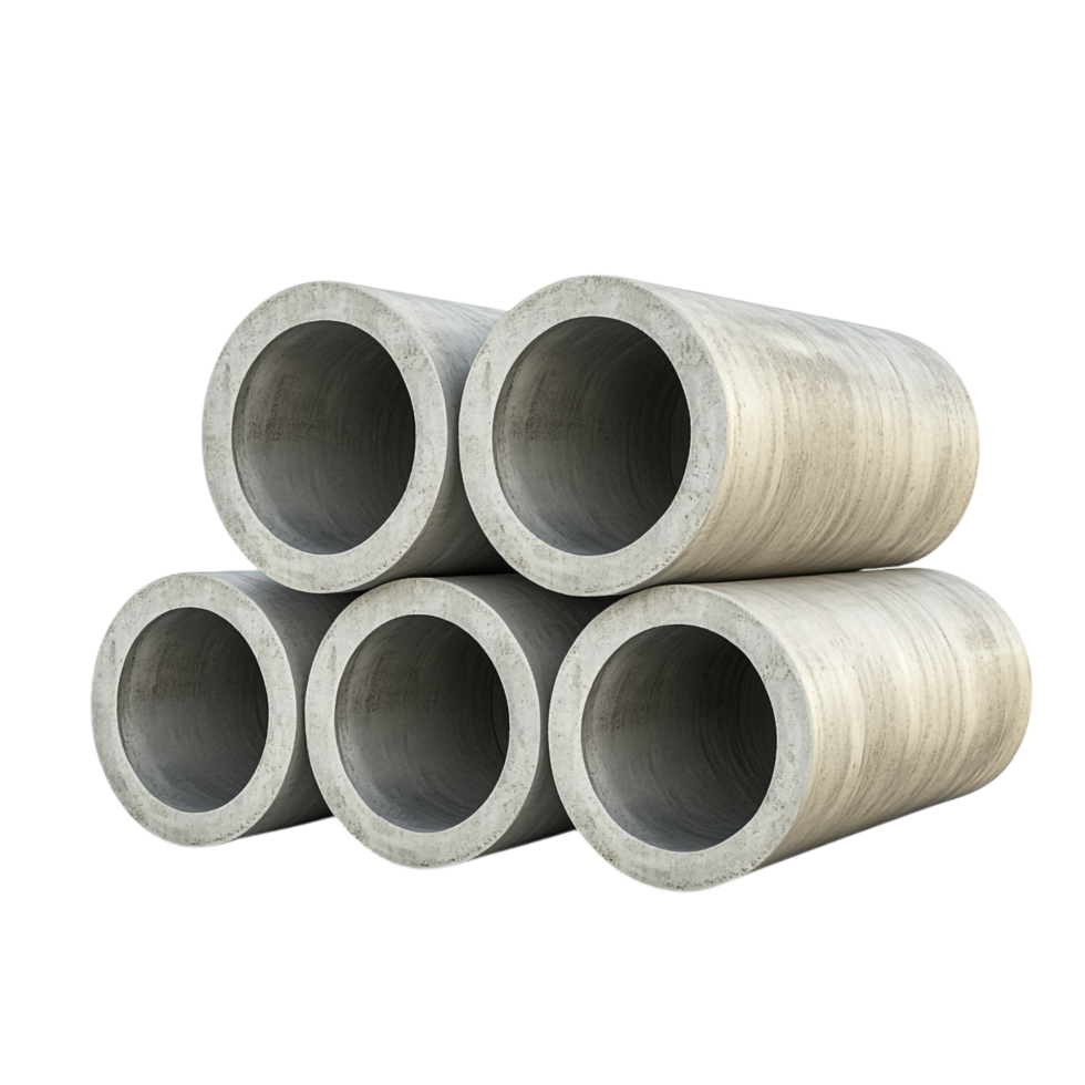 Stack of Concrete Pipes for Building Construction png