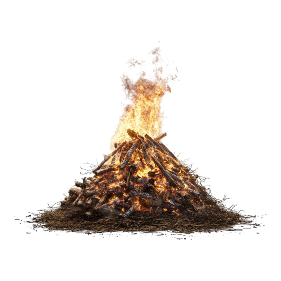 Bonfire Isolated Against White Background - 8K High Detail png