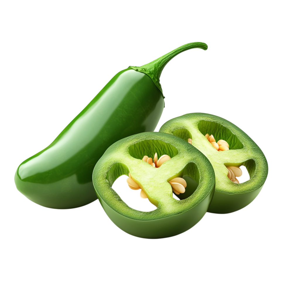 Sliced jalapeno pepper against a white background png