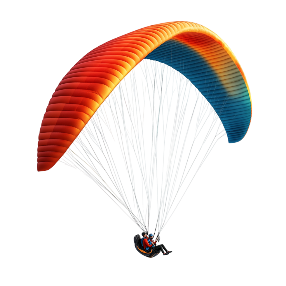 PNG 3D Paraglider Flying Over the Coast Against Transparent Background for Adventure Designs, Travel Themes, or Outdoor Illustrations