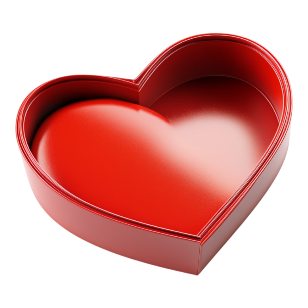 PNG Box in Shape of Heart Was Opened Against transparent Background for Romantic Packaging, Valentine's Day Surprises, or Gift-Themed Designs