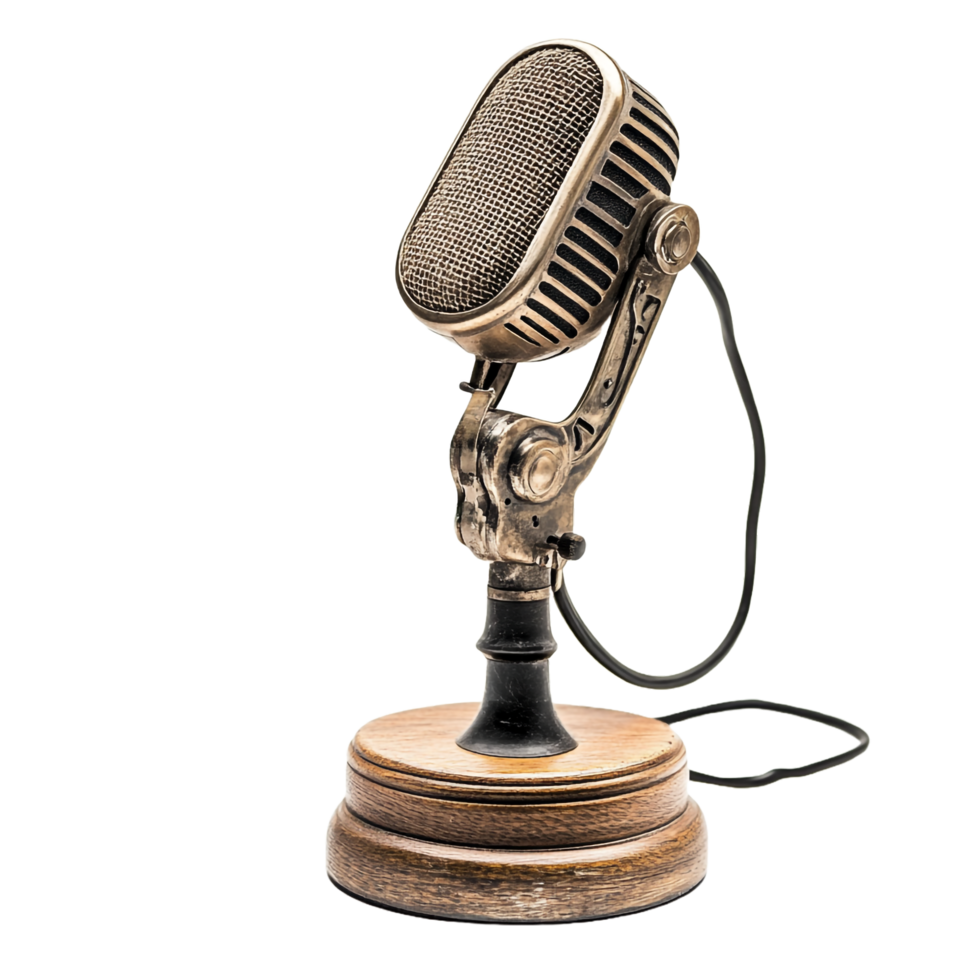 Old-fashioned retro singer on a transparent background png