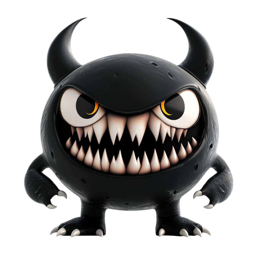 PNG Cute Halloween Monster Vector Clean Simple Black 3D Render