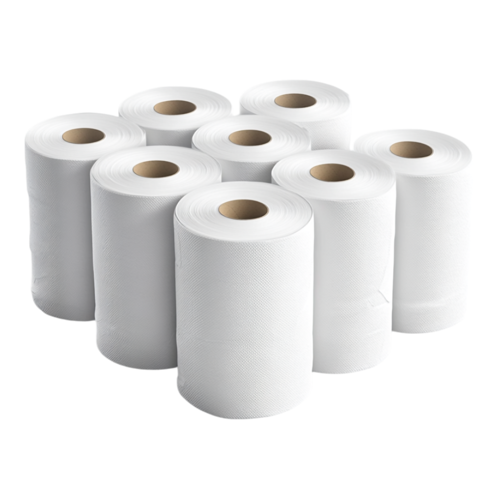 Premium toilet paper rolls neatly stacked showcasing texture png