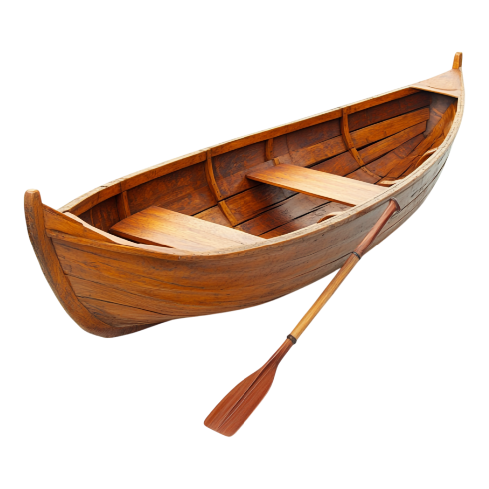 Wooden Boat with Paddle Isolated Against transparent Background png