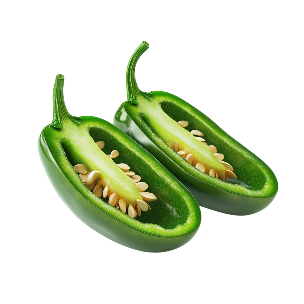 Sliced jalapeno pepper against a white background png