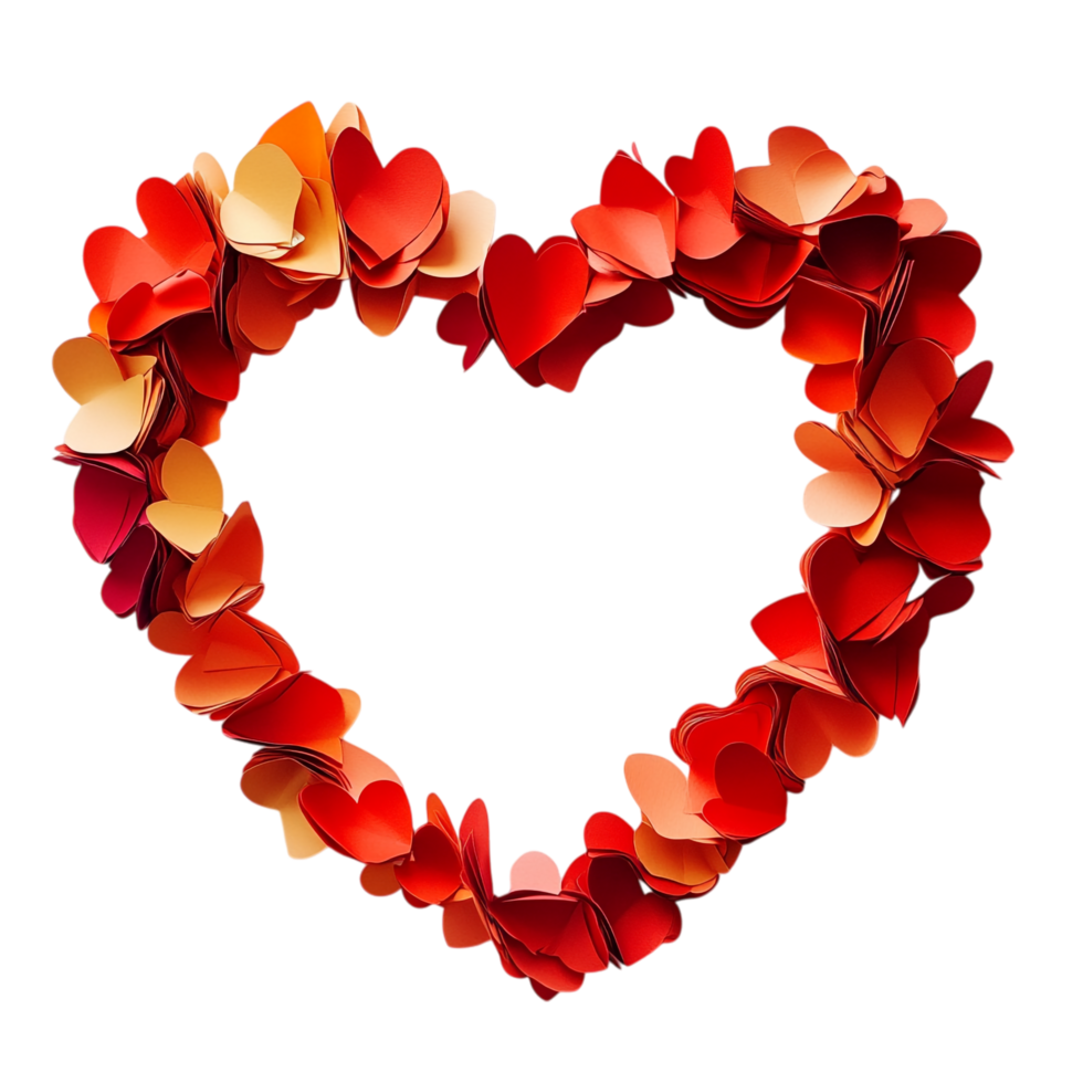 PNG Paper Heart Frame for Valentine's Day Against Transparent Background for Romantic Frames, Festive Cards, or Love-Themed Designs