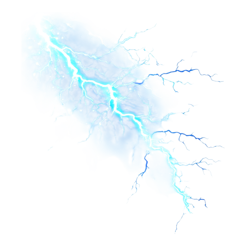 Blue Lightning Effect Isolated Against a transparent Background png