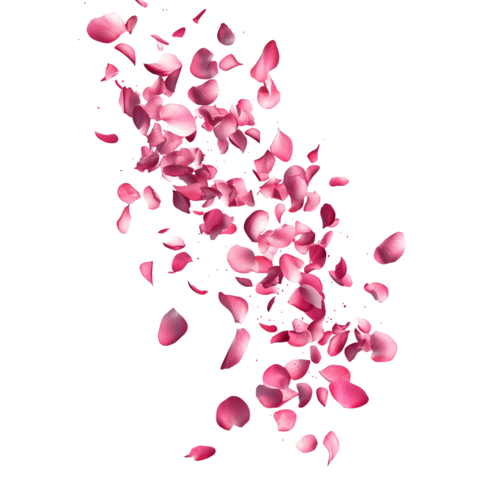 Pink Petals for Valentine's Day, Rose Petals Flying Aesthetic Against Transparent Background png