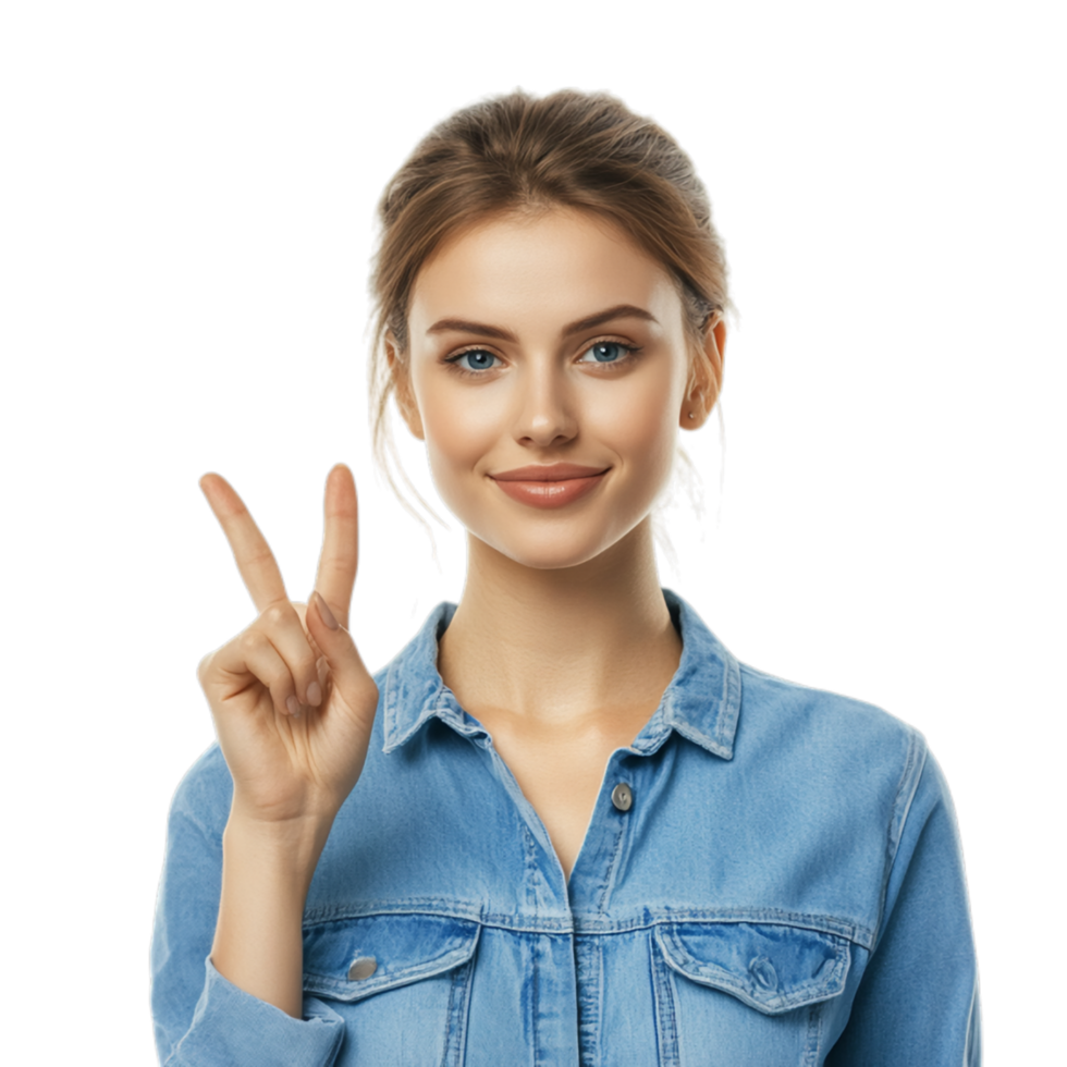 PNG Confident Woman Making OK Gesture Against Transparent Background for Positive Messaging, Marketing Campaigns, or Communication Themes