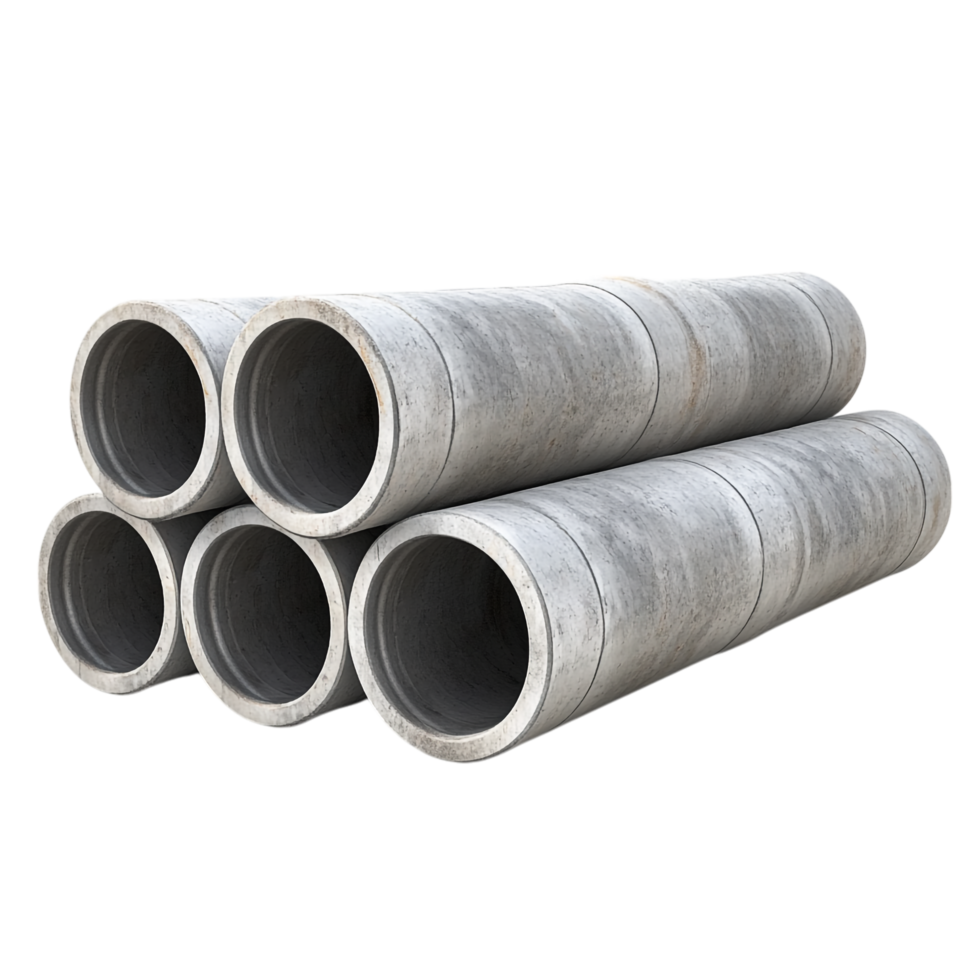 Stack of Concrete Pipes for Building Construction png