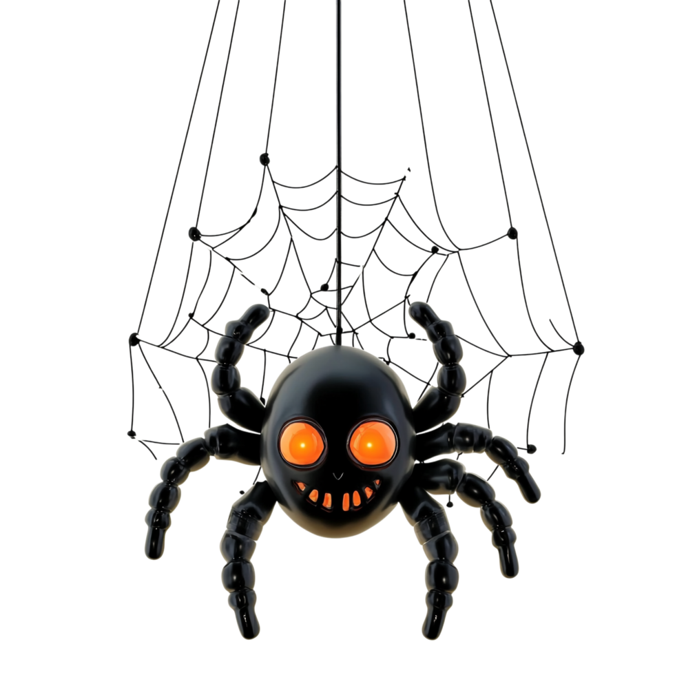 Cartoon Halloween Spider Hanging from Its Web - Clean 3D Illustration png