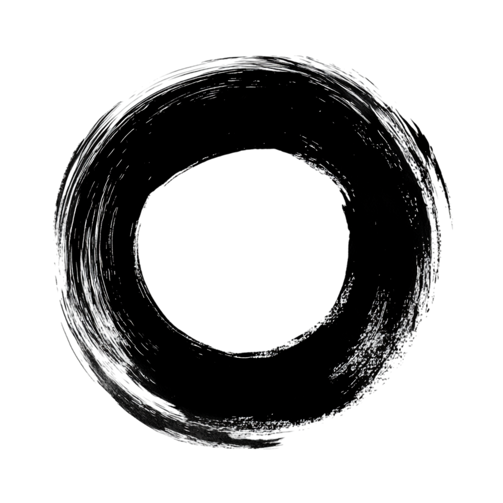 PNG Abstract Black Ink Brush Stroke Circular Design Element Against Transparent Background for Artistic Designs, Creative Logos, or Minimalist Themes