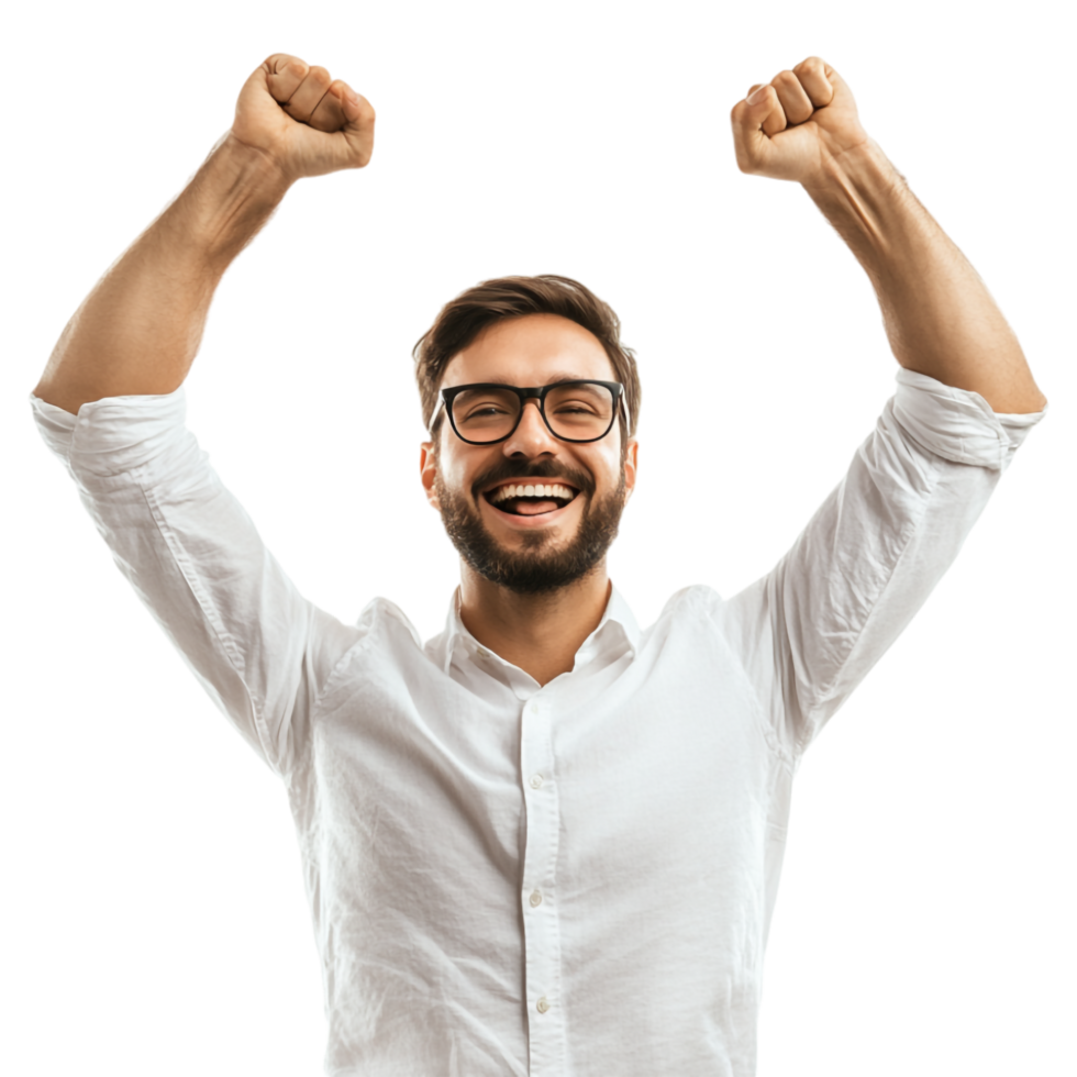 Worker in a happy mood, relaxing in the air template isolated against a transparent background png