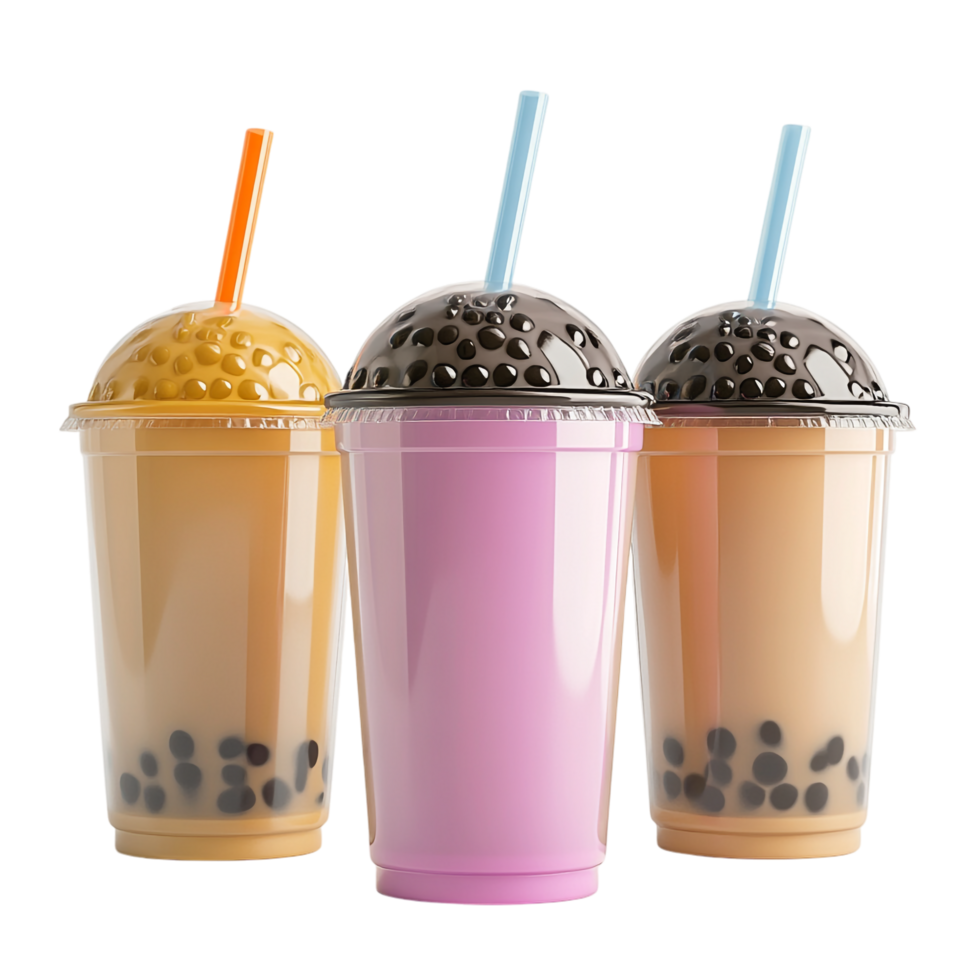 Bubble Tea 3D Rendering Against White Background png