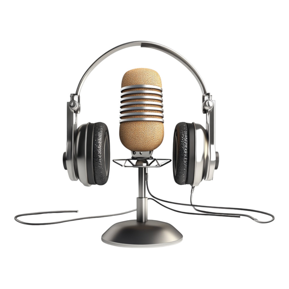 Podcast table isolated against a transparent background png