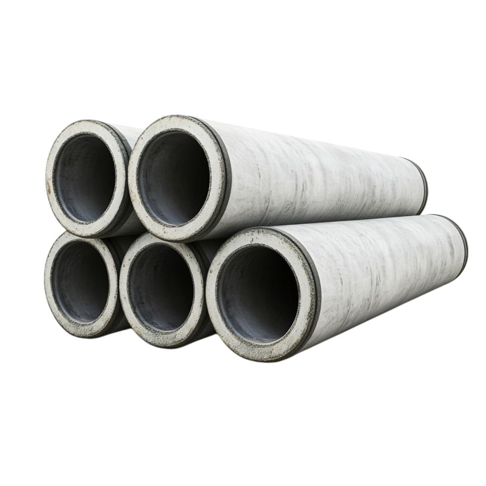 Stack of Concrete Pipes for Building Construction png
