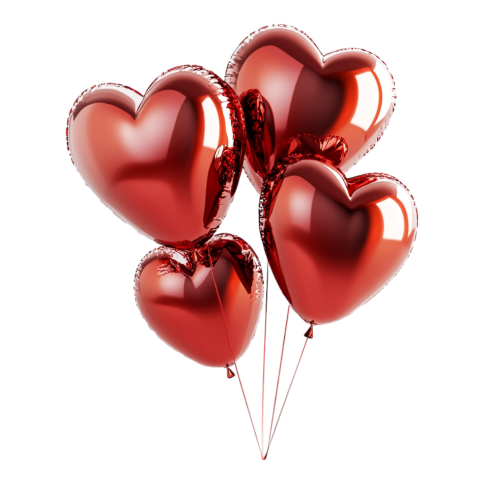 PNG Happy Valentine's Day 3D Rendering Against transparent Background for Festive Greeting Cards, Holiday Decorations, or Romantic Themes