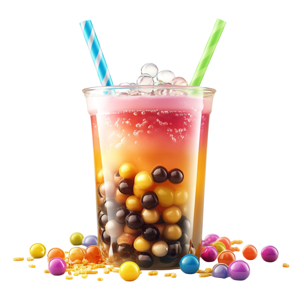 Bubble Tea 3D Rendering Against White Background png