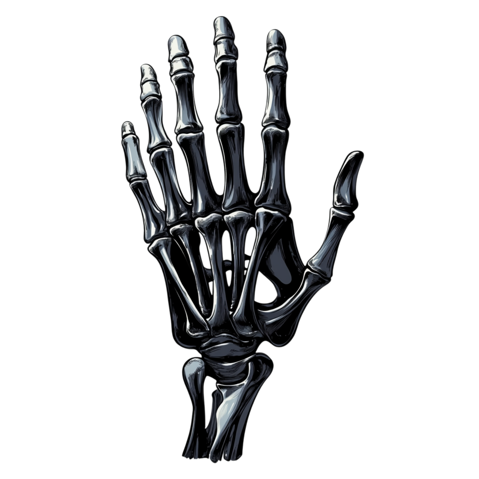 Skeleton Hand for Halloween - Vector Linear Black 3D Rendering png