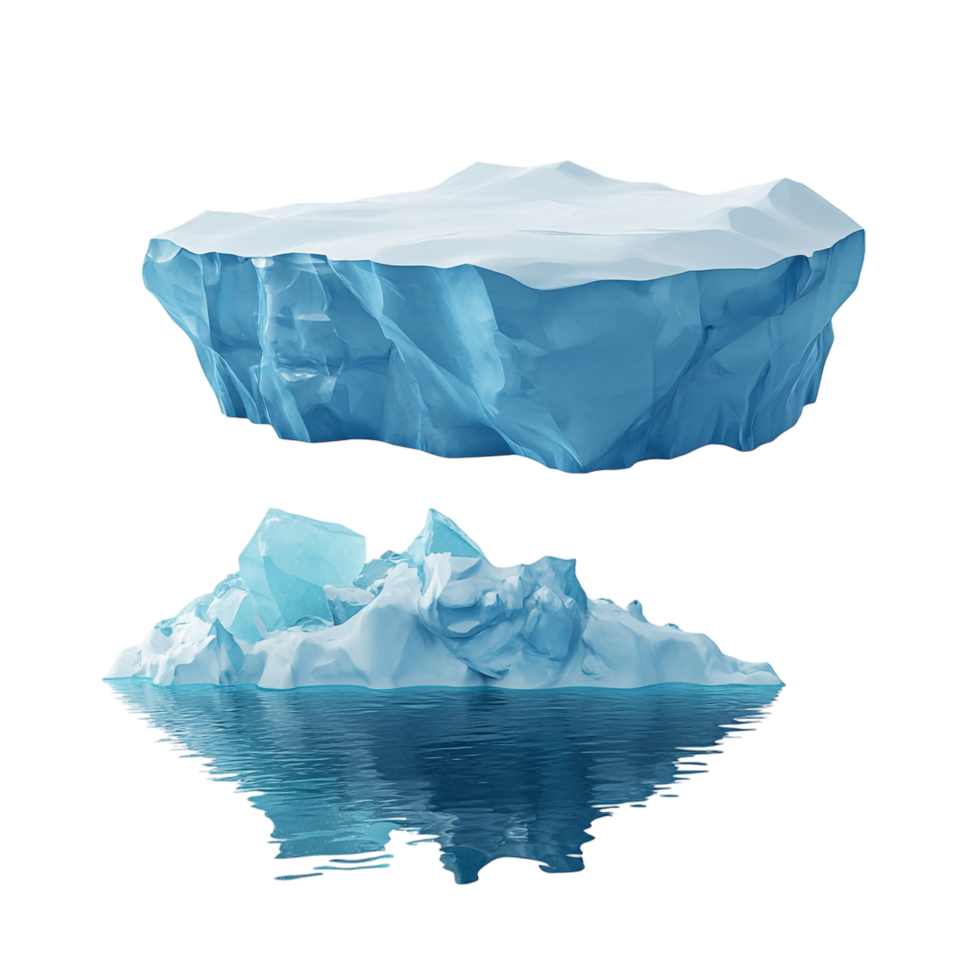 Floating Icebergs 3D Illustration Against White Background png