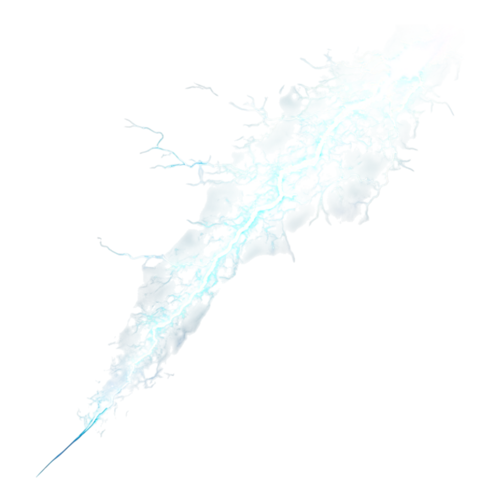 Blue Lightning Effect Isolated Against a transparent Background png