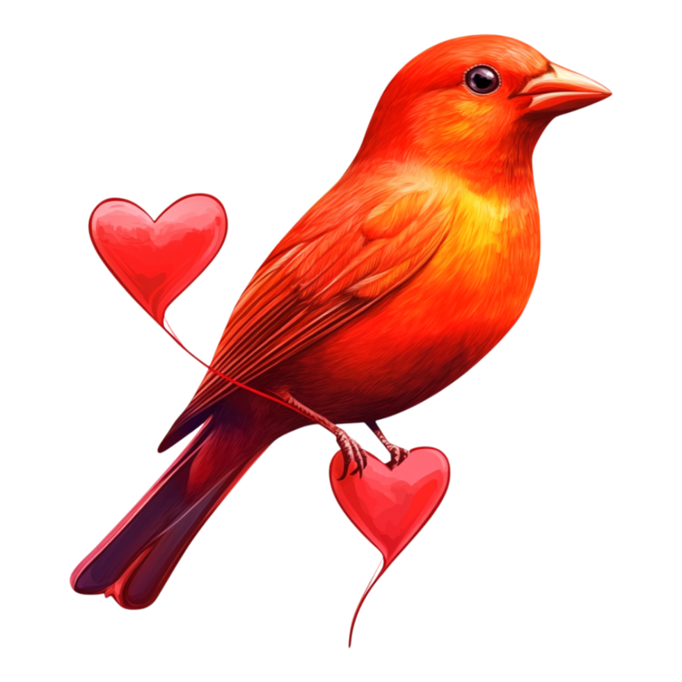PNG Bird Valentine Icon Against transparent Background for Valentine's Day Themes, Cute Characters, or Love-Themed Projects