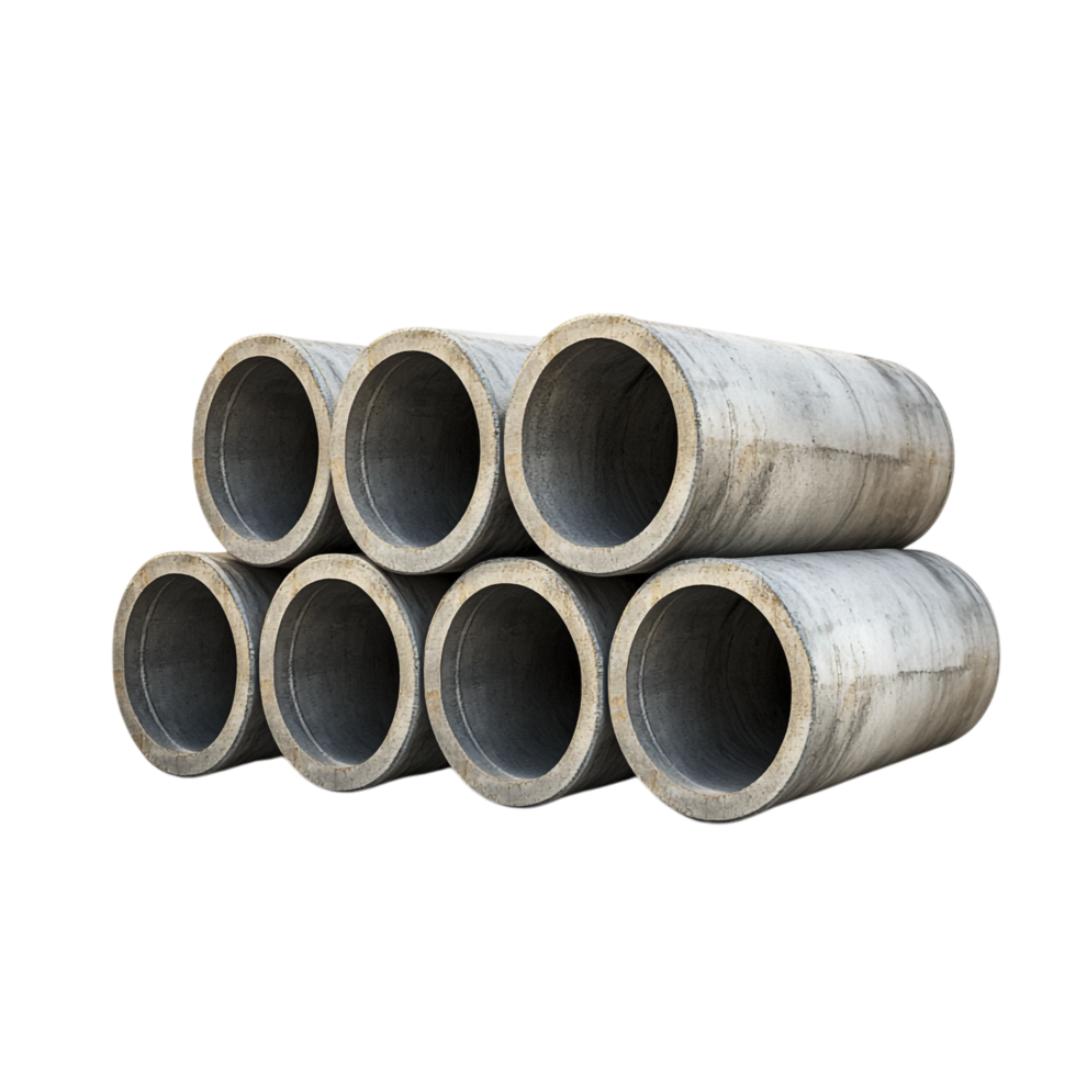 Stack of Concrete Pipes for Building Construction png