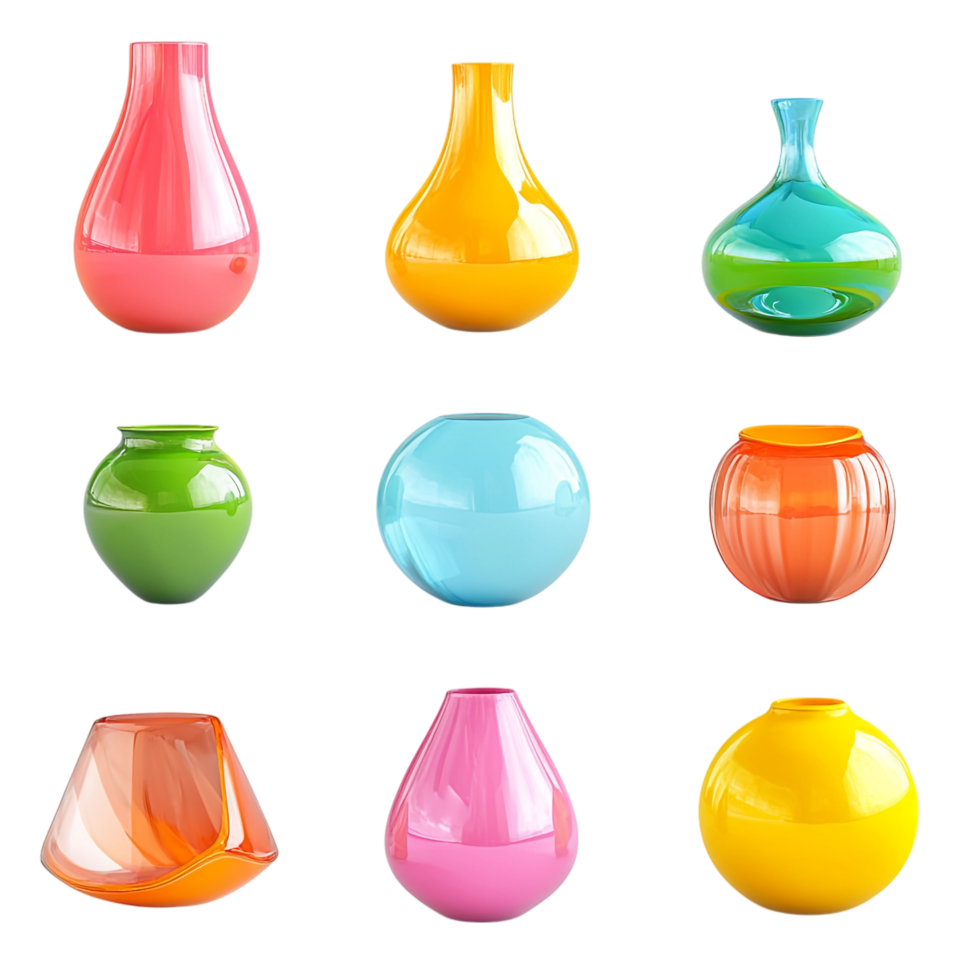Set of Different shape 3D Renderings Against White Background png