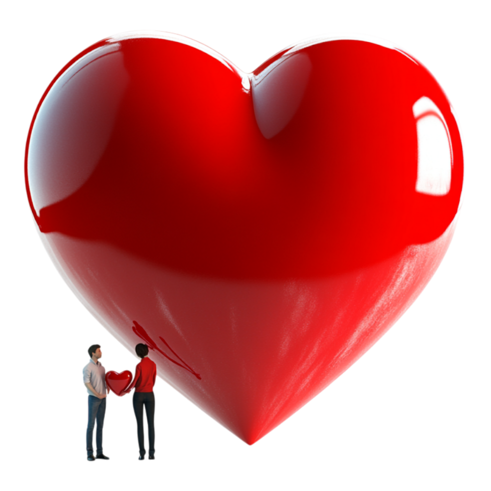 PNG Couple in Love with Red Heart for Valentine's Day Against transparent Background for Romantic Projects, Holiday Themes, or Couple Illustrations