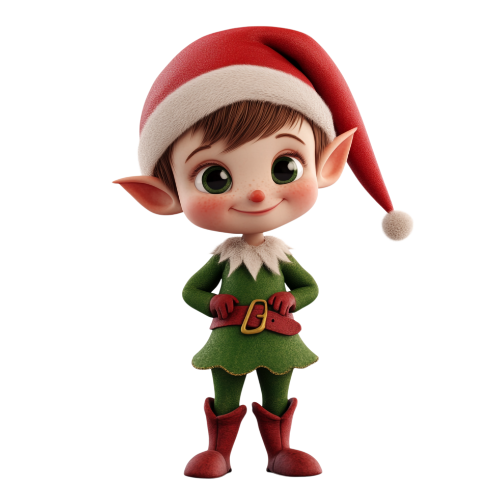 PNG Cute Elf 3D Rendering Against White Background