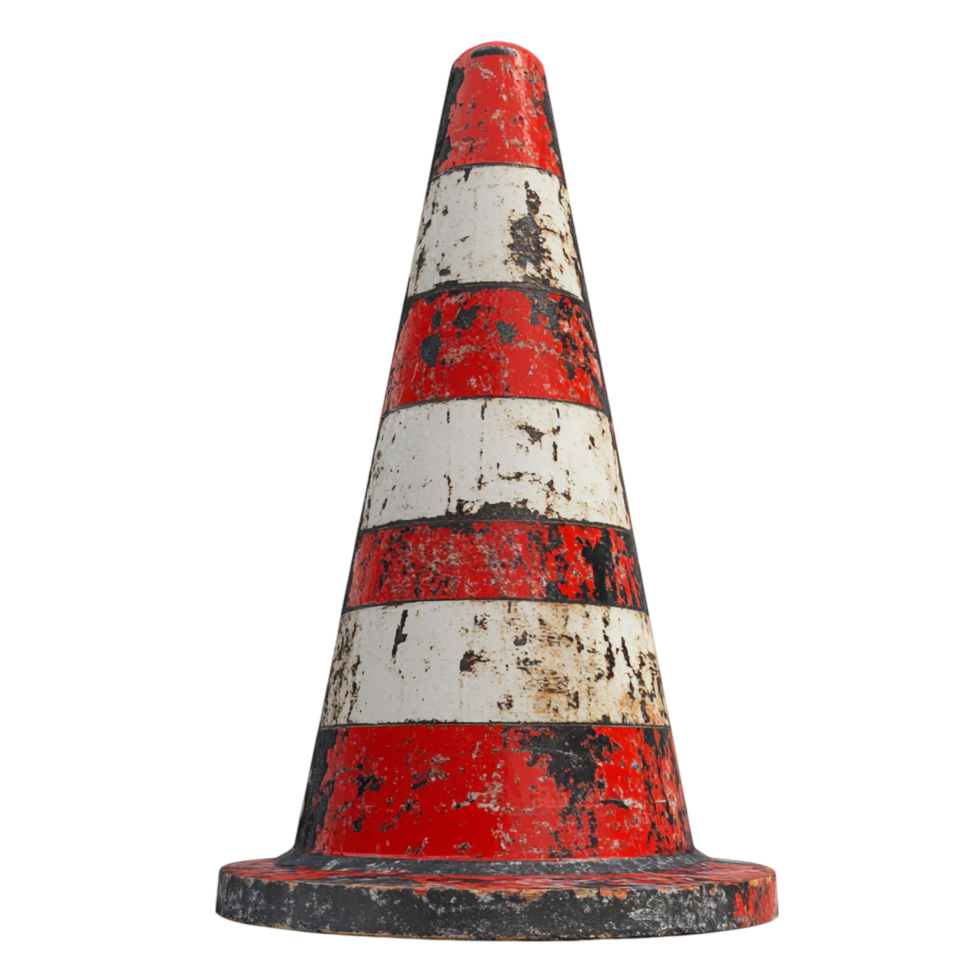 3D Rendering of a Traffic Cone Isolated Against White Background png