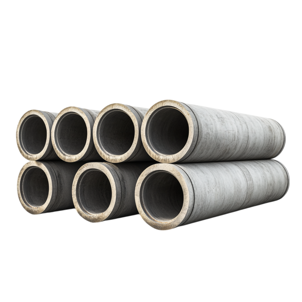 Stack of Concrete Pipes for Building Construction png