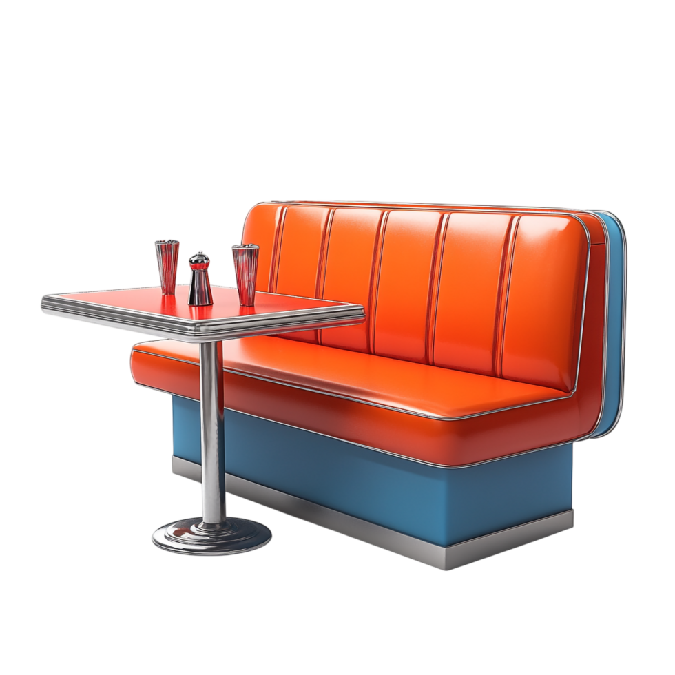 PNG Diner Booth Seat 3D Rendering Against White Background