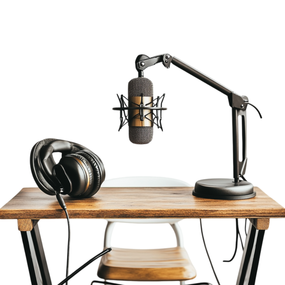 Podcast table isolated against a transparent background png