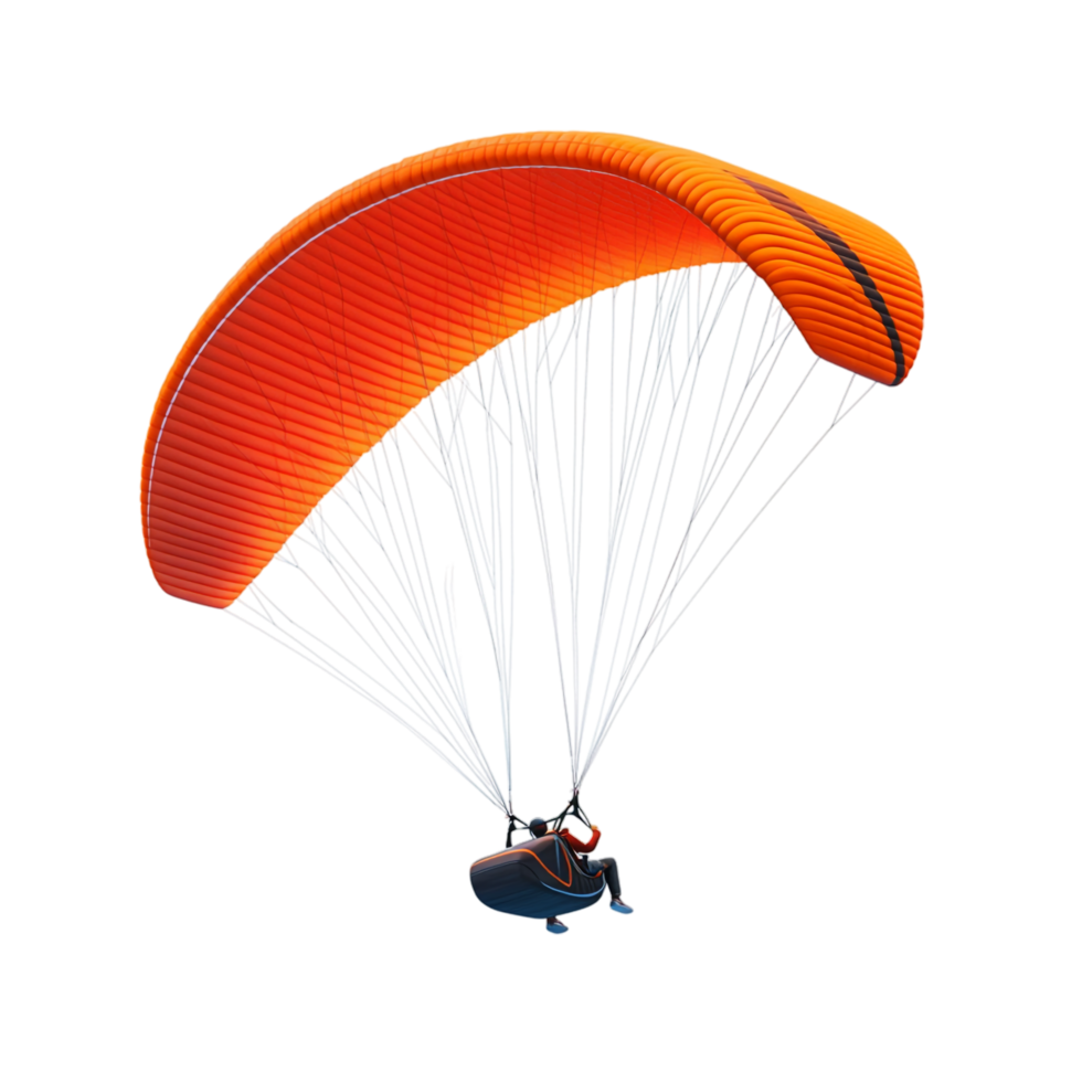 PNG 3D Paraglider Flying Over the Coast Against Transparent Background for Adventure Designs, Travel Themes, or Outdoor Illustrations