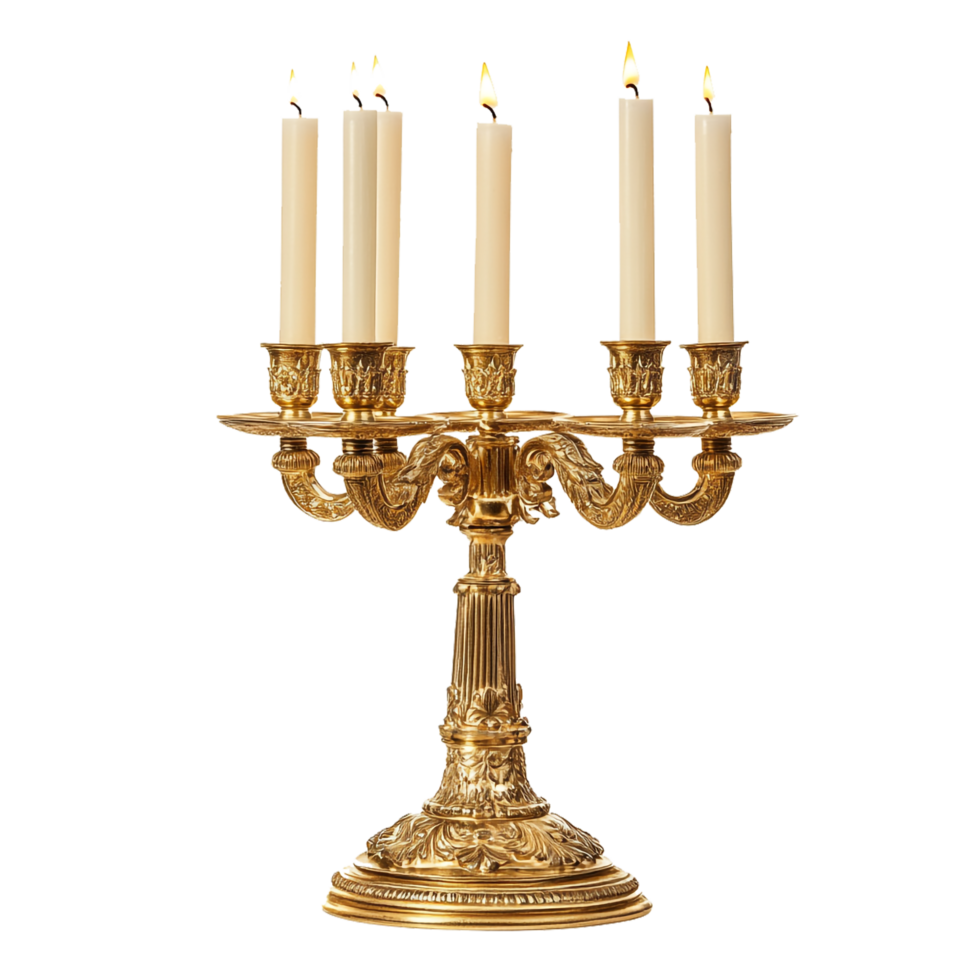 Isolated Vintage Table Candlestick with Five Candles png