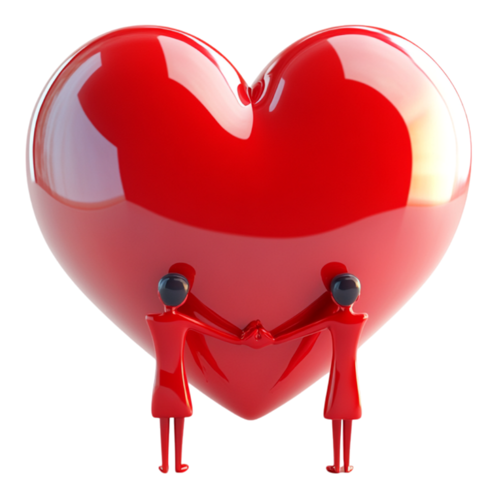 PNG Couple in Love with Red Heart for Valentine's Day Against transparent Background for Romantic Projects, Holiday Themes, or Couple Illustrations