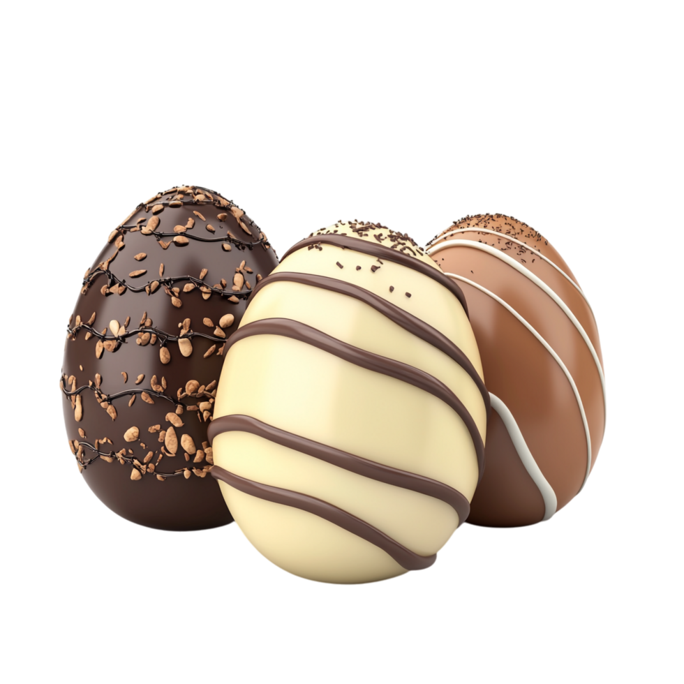 Chocolate Easter Eggs 3D Rendering Against White Background png