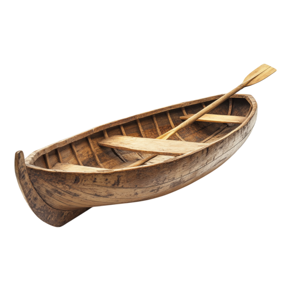 Wooden Boat with Paddle Isolated Against transparent Background png